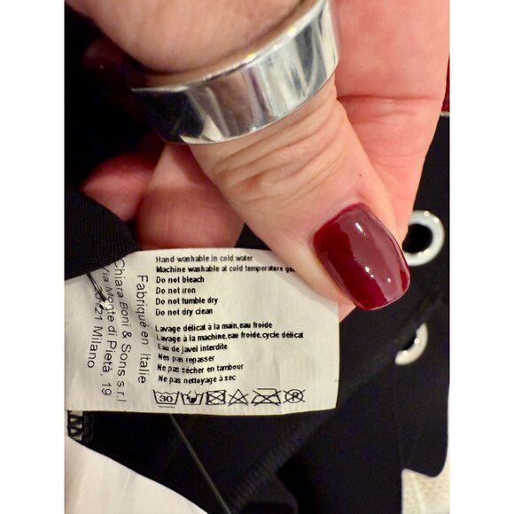 Chiara Boni La Petite Robe Black Grommet-Embellished Bell-Sleeve Dress - size M - Picture 6 of 8